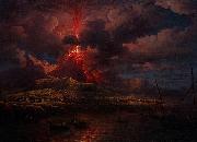 William Marlow Vesuvius erupting at Night oil painting artist